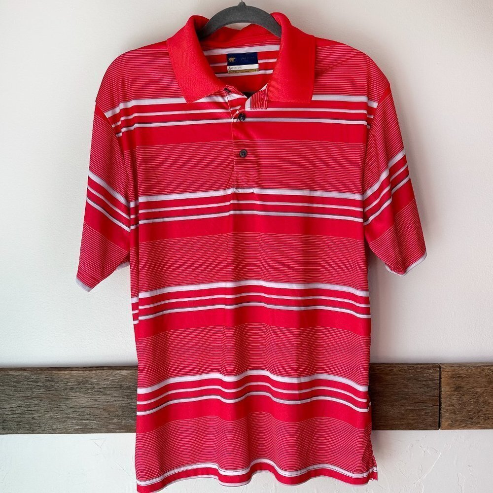 Jack Nicklaus‎ Golf Shirt Mens Red Striped  Size L Like NEW